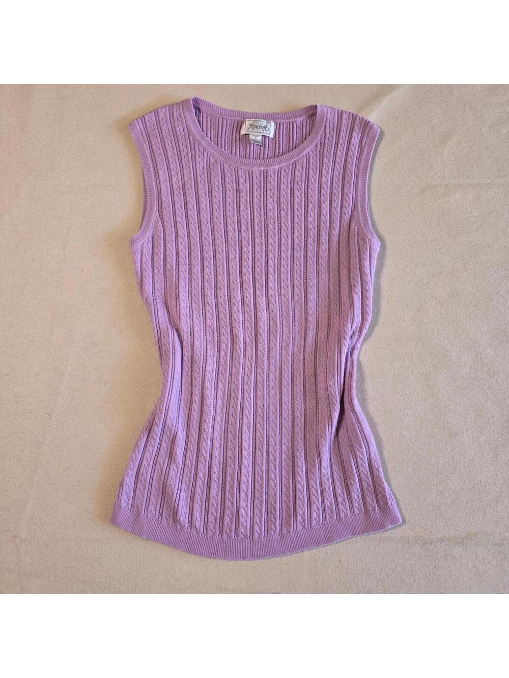 cable knit tank top lilac supima cotton